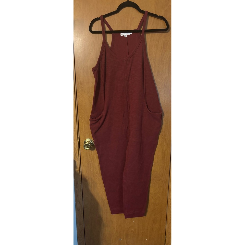 Sincerely Jules Womens Slouchy Knit Jumpsuit Burgundy V-Neck JA7240818 Medium
